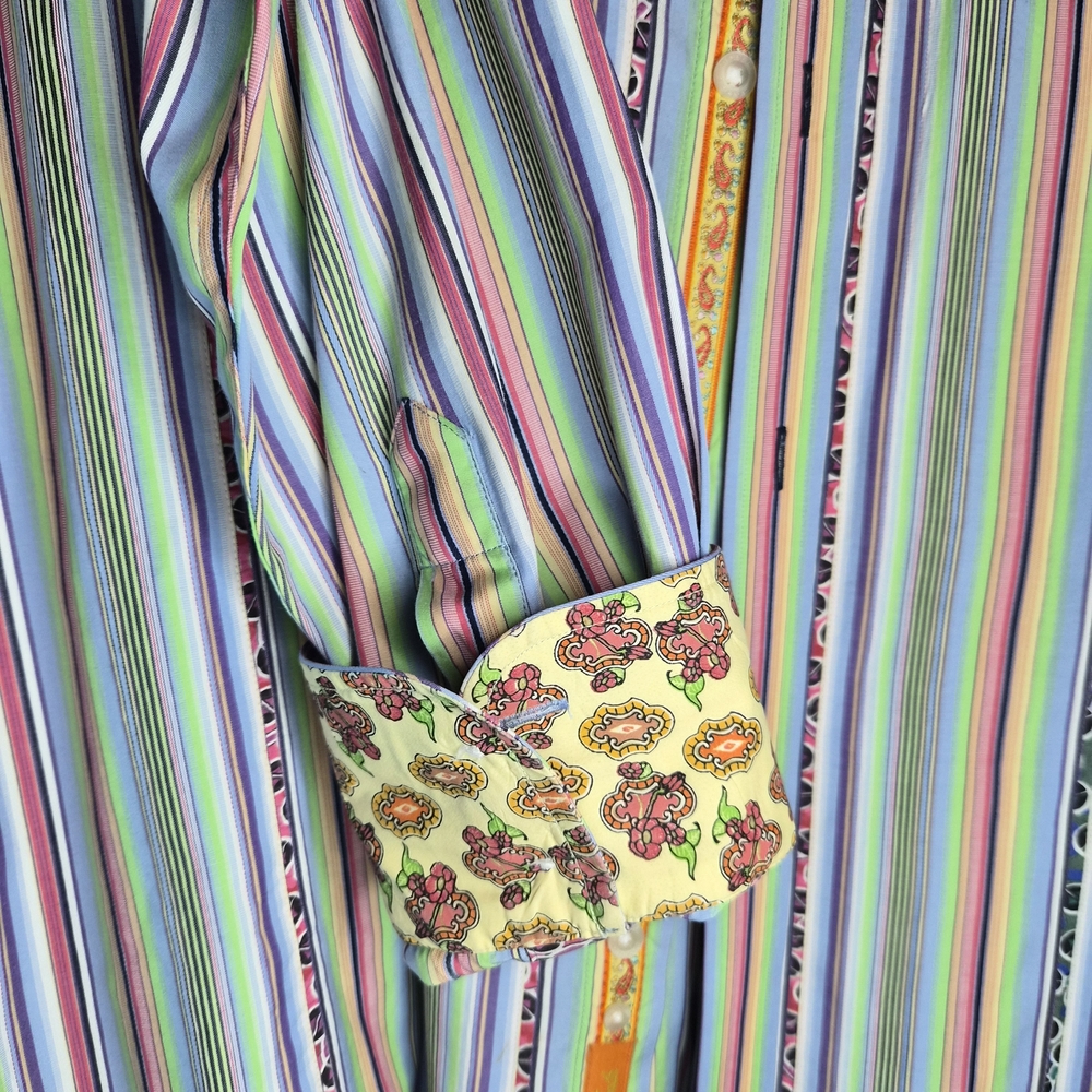 Robert Graham Colorful Striped Button-Up Shirt Men's XL